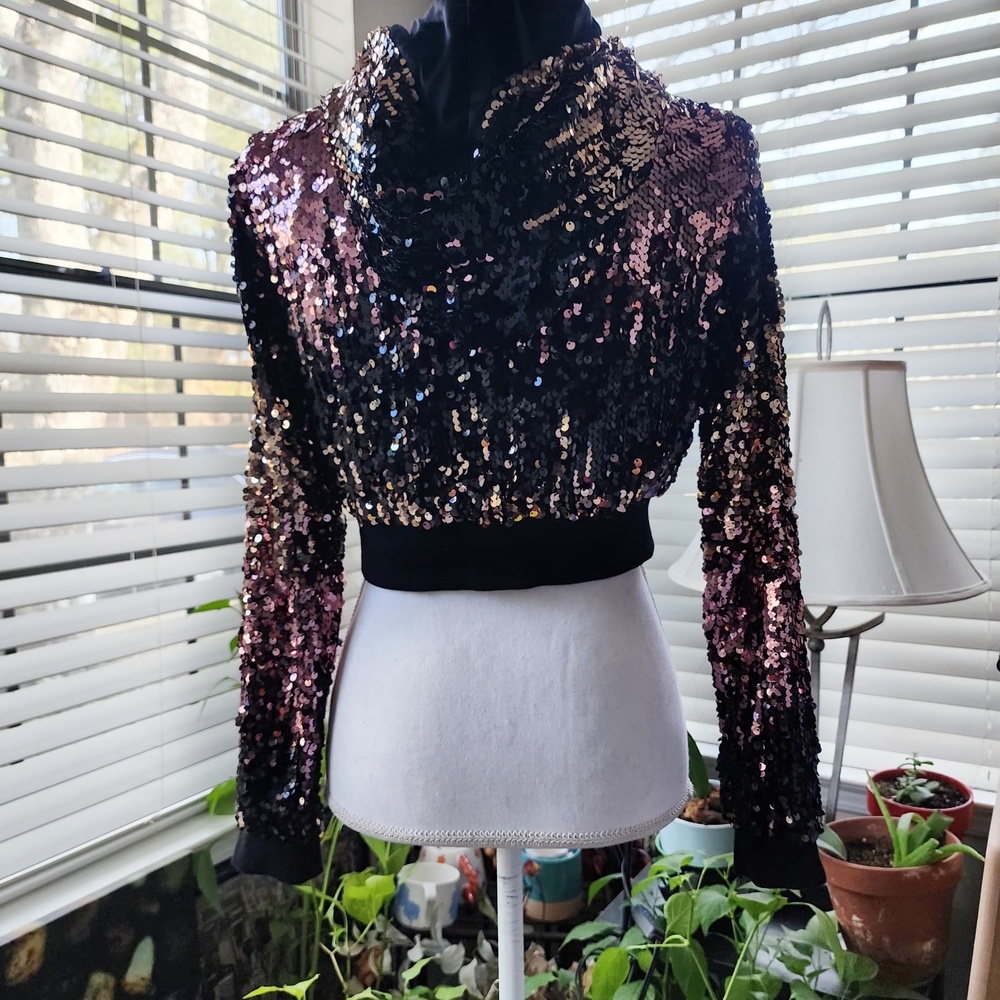 Forever 21 Black and Pink Sequin Bomber Jacket - Picture 4 of 10